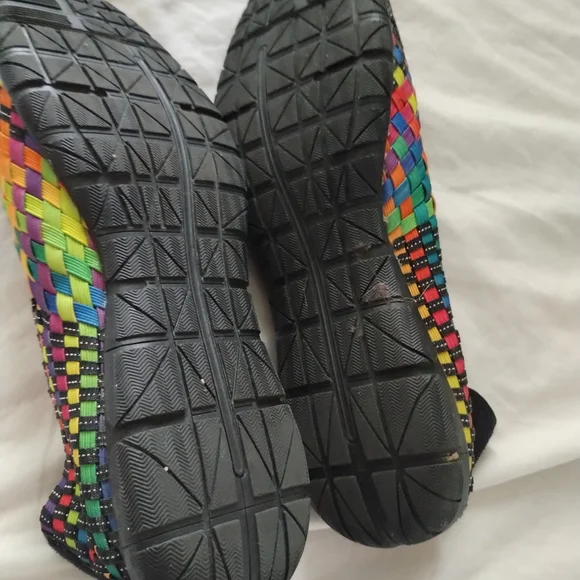 Elastic Weave Rainbow Multi-Color Ballerina Slip-On Flat Shoes - Picture 4 of 4